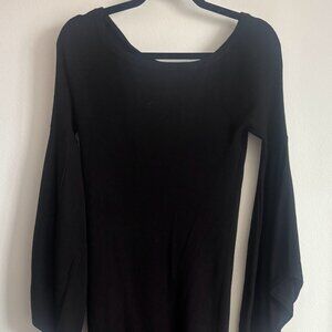 Maxi flared arms dress black